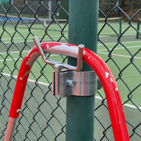 Tennis court equipment storage hook.